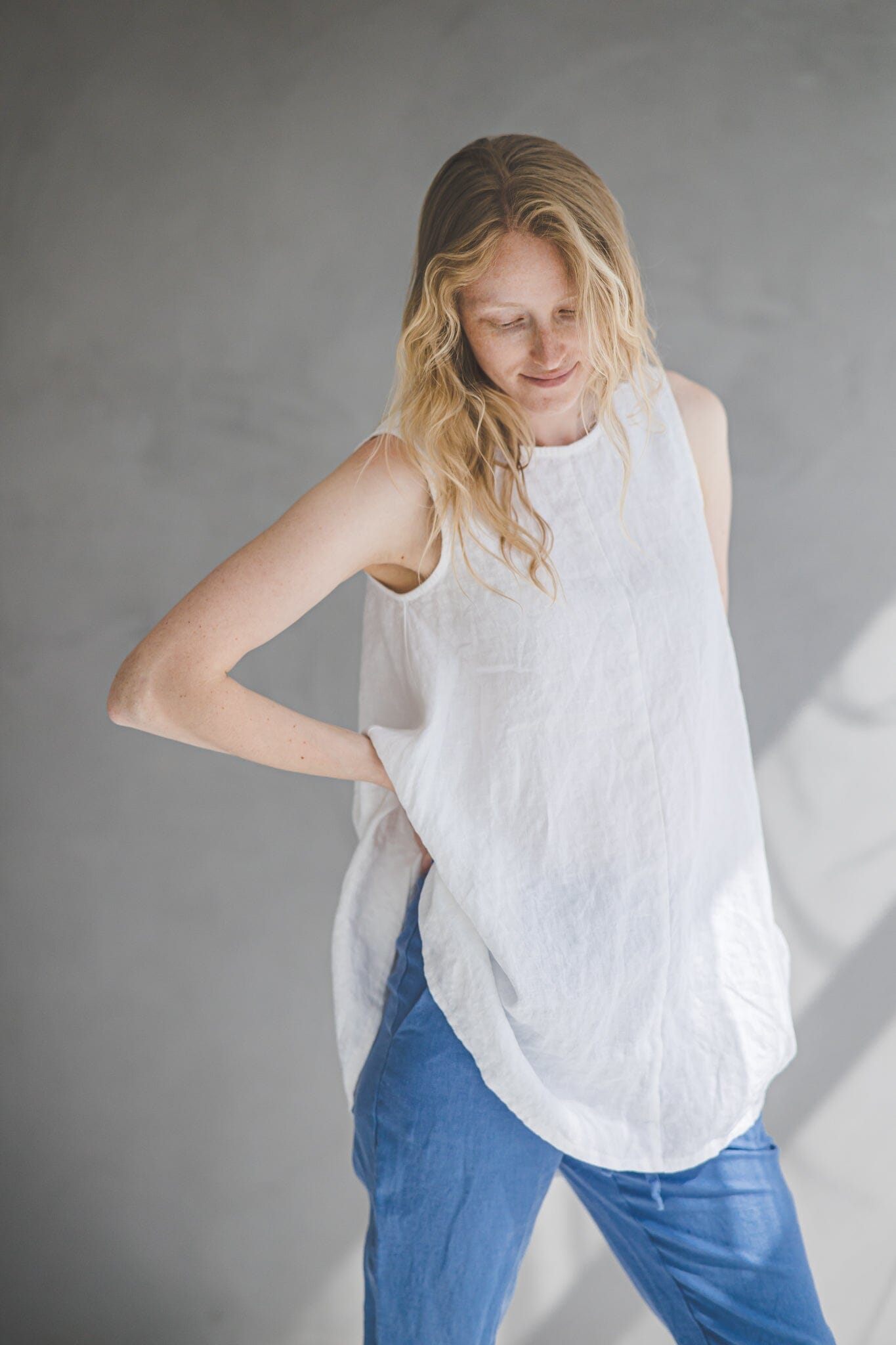 Sleeveless Linen Blouse/Tunic T47 Old Linen Mill