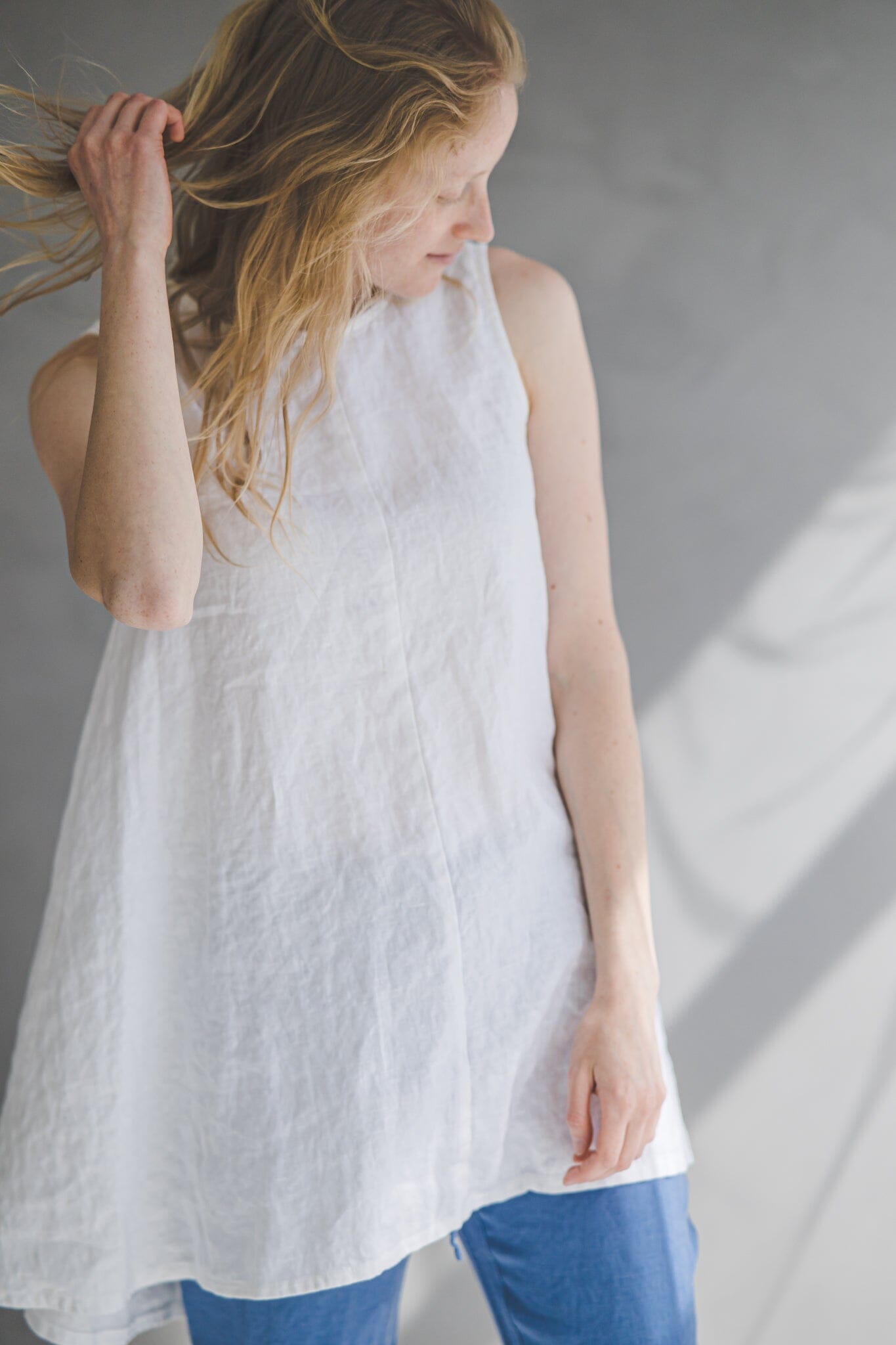 Sleeveless Linen Blouse/Tunic T47 Old Linen Mill