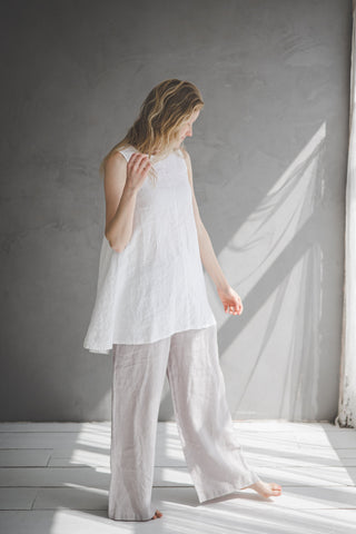 Sleeveless Linen Blouse/Tunic T47 Old Linen Mill