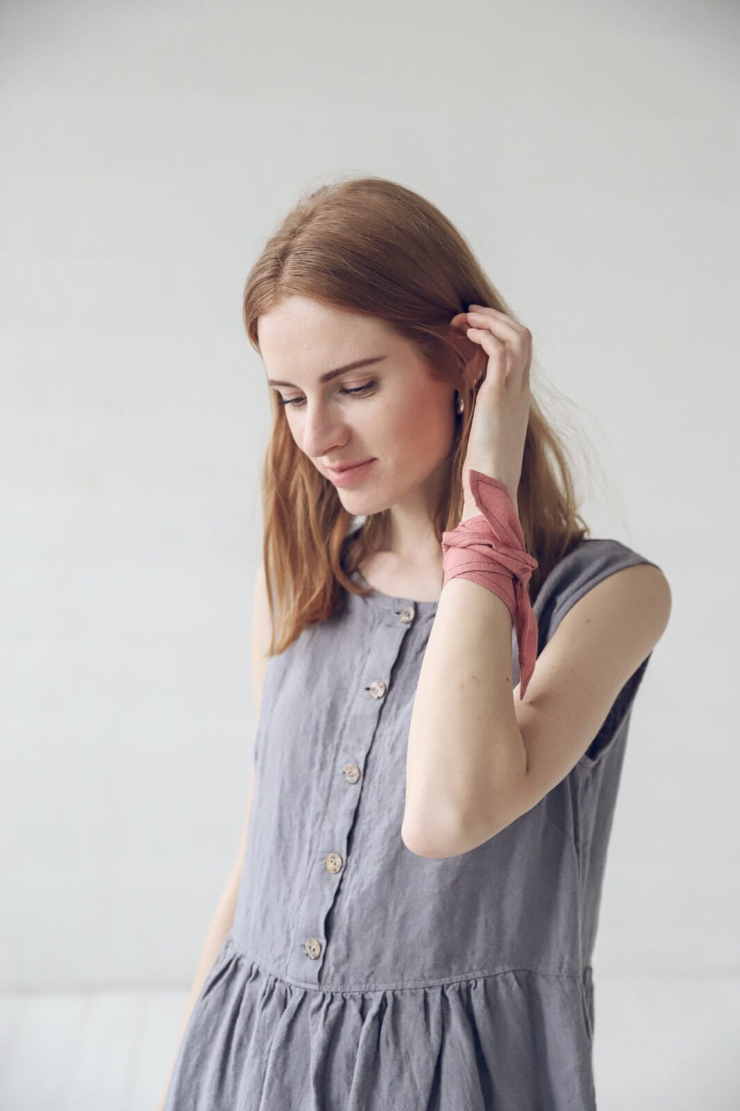 Sleeveless Linen Dress with Buttons Old Linen Mill 