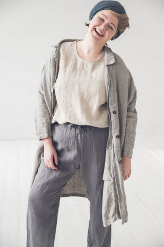 Sleeveless Linen Top Old Linen Mill Natural Linen XXL 