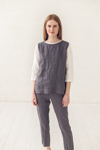 Sleeveless Linen Top Vest Tie Old Linen Mill 