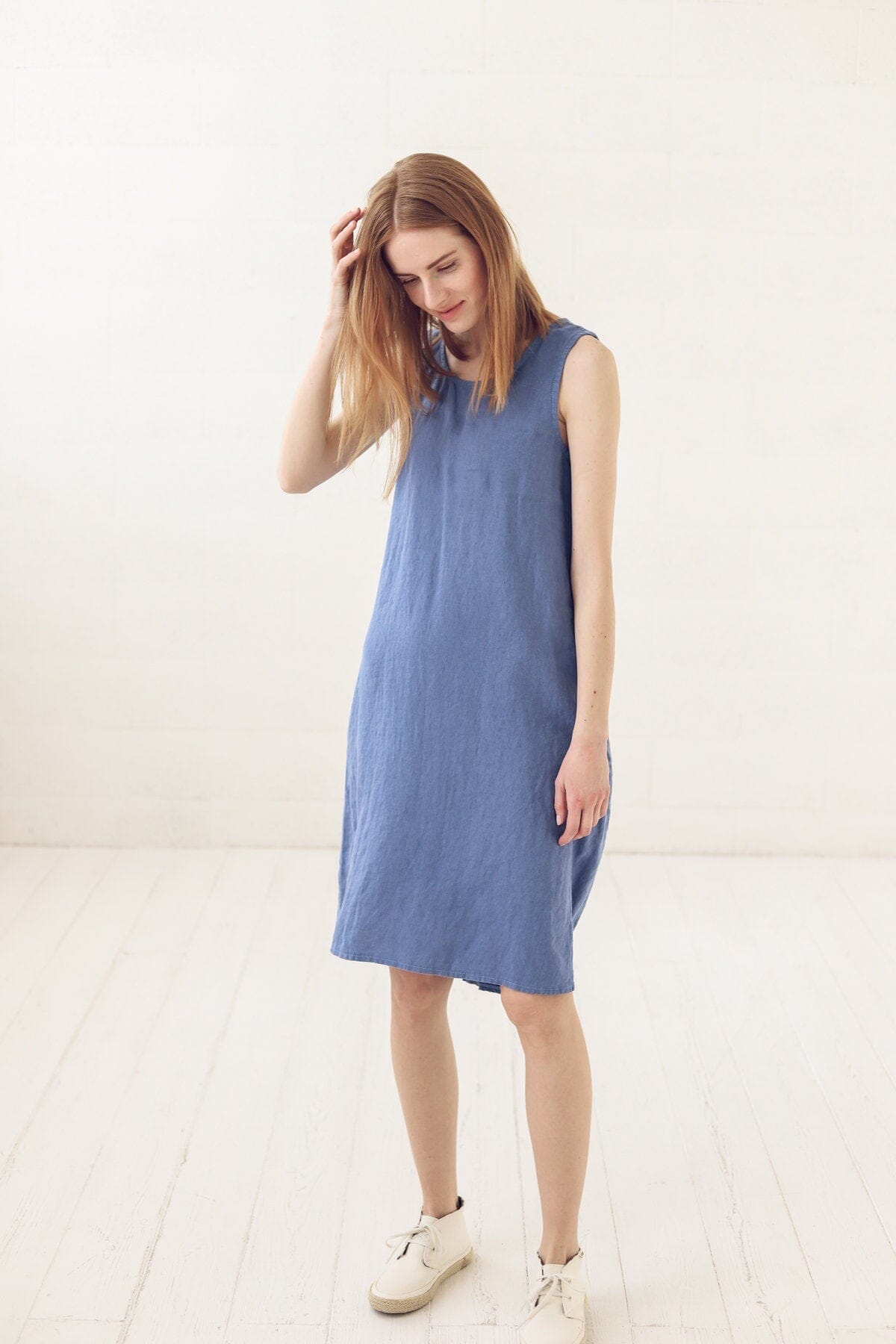 Sleeveless Loose Linen Dress Old Linen Mill 