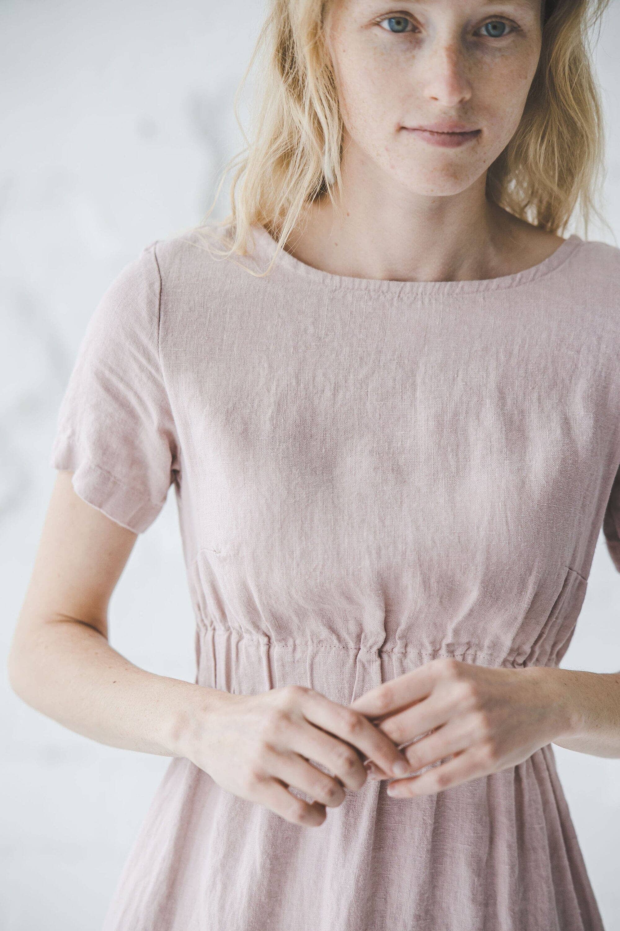 Slim Summer Linen Dress with Long sleeves D11-1 Old Linen Mill