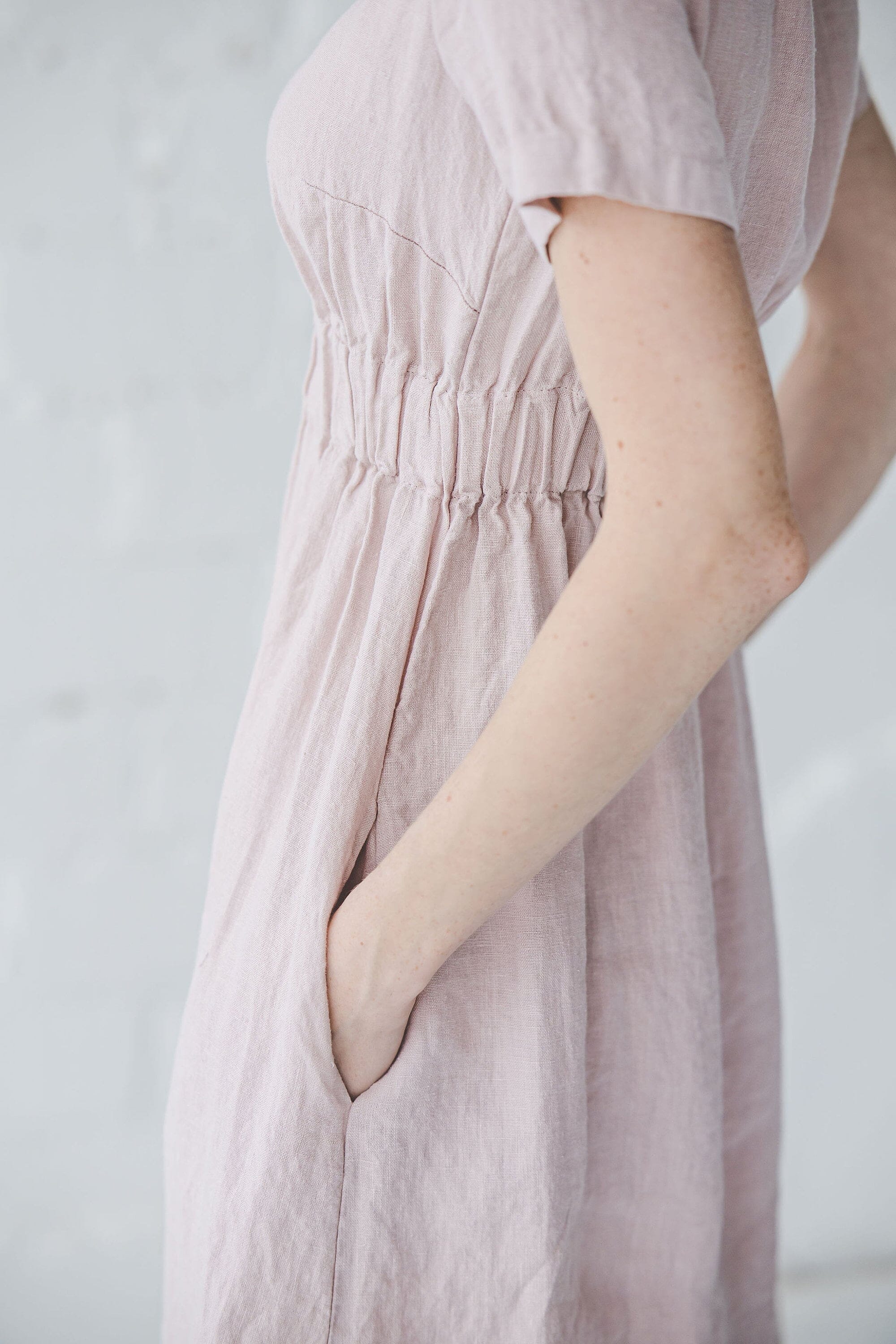 Slim Summer Linen Dress with Long sleeves D11-1 Old Linen Mill