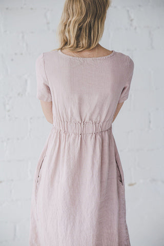 Slim Summer Linen Dress with Long sleeves D11-1 Old Linen Mill