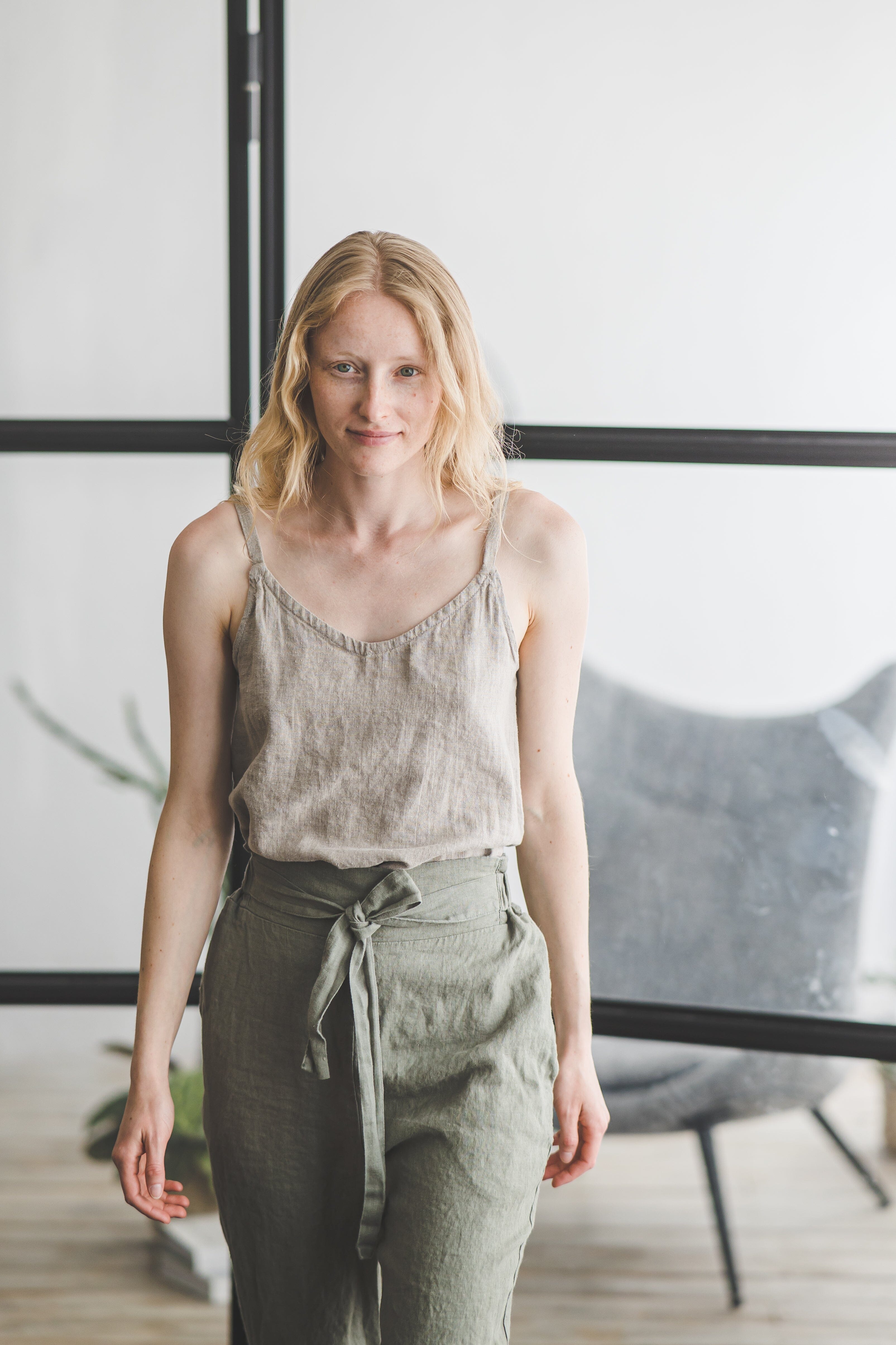 Slim Tapered High Waisted Linen Pants Old Linen Mill 