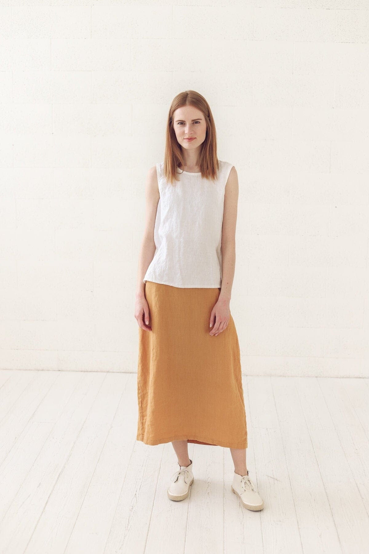 Soft High-Waisted Linen Skirt Old Linen Mill 
