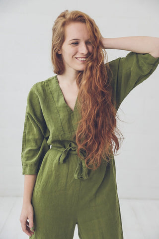 Soft Long Linen Jumpsuit Old Linen Mill 
