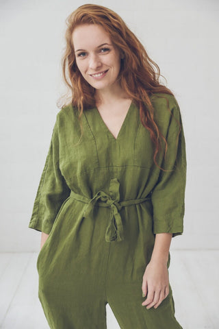 Soft Long Linen Jumpsuit Old Linen Mill 