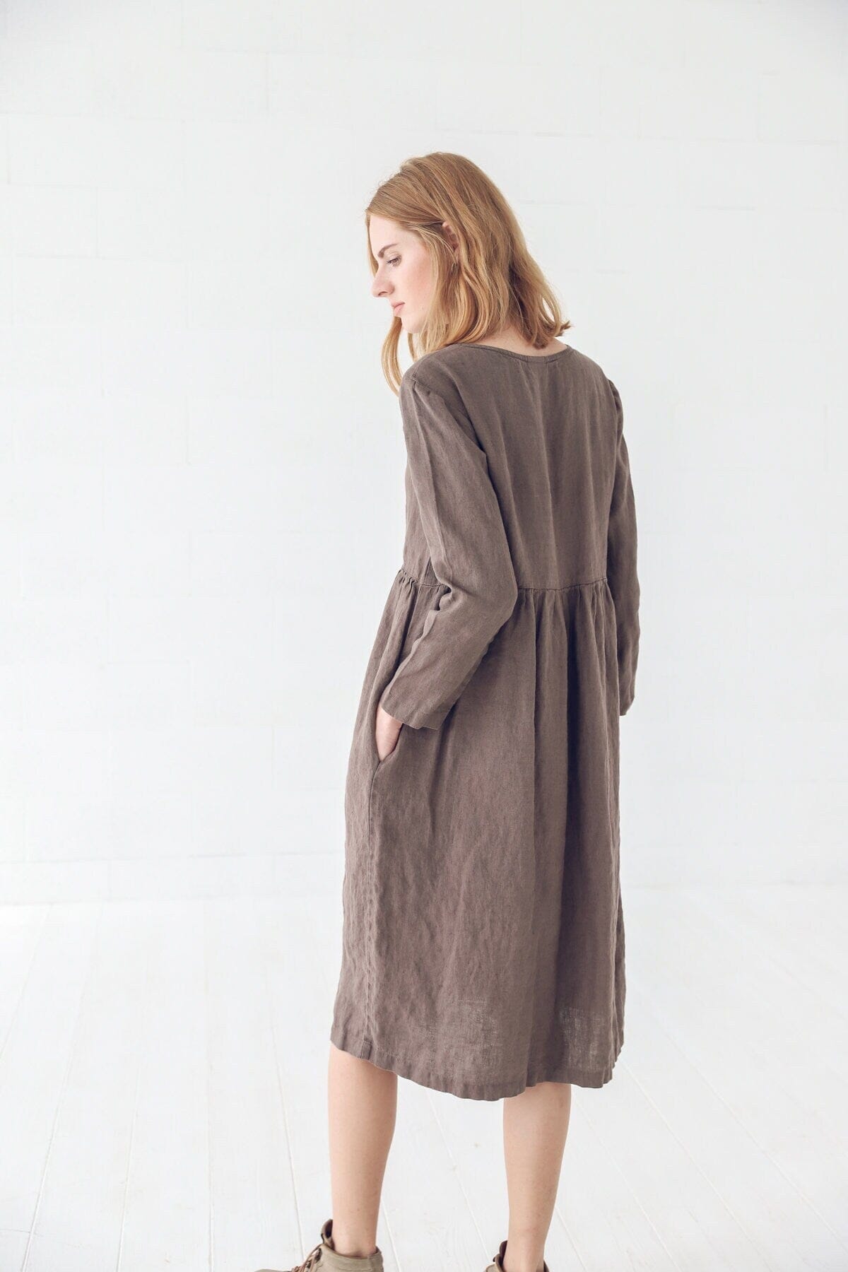 Soft Midi Linen Dress Old Linen Mill 