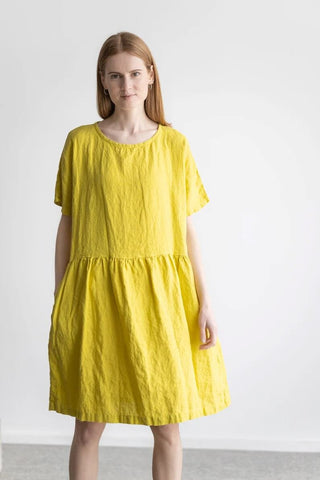 Soft Swing Linen Summer Dress Old Linen Mill Violet Ash XS/S 