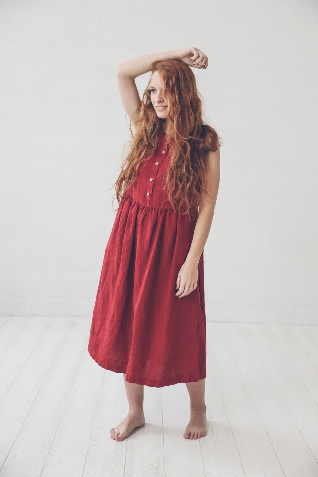 Soft Washed Maternity Linen Dress Old Linen Mill 