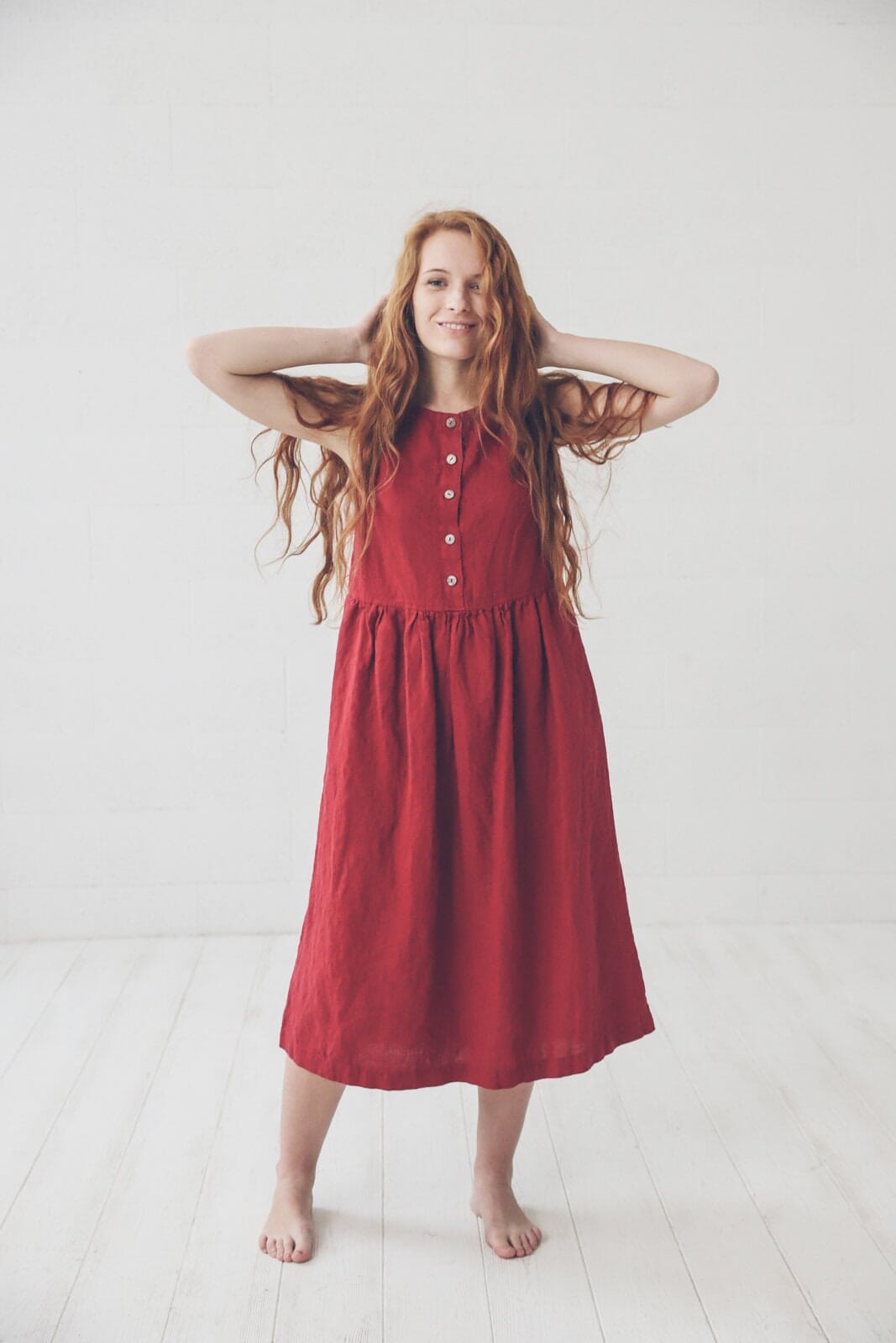 Soft Washed Maternity Linen Dress Old Linen Mill 