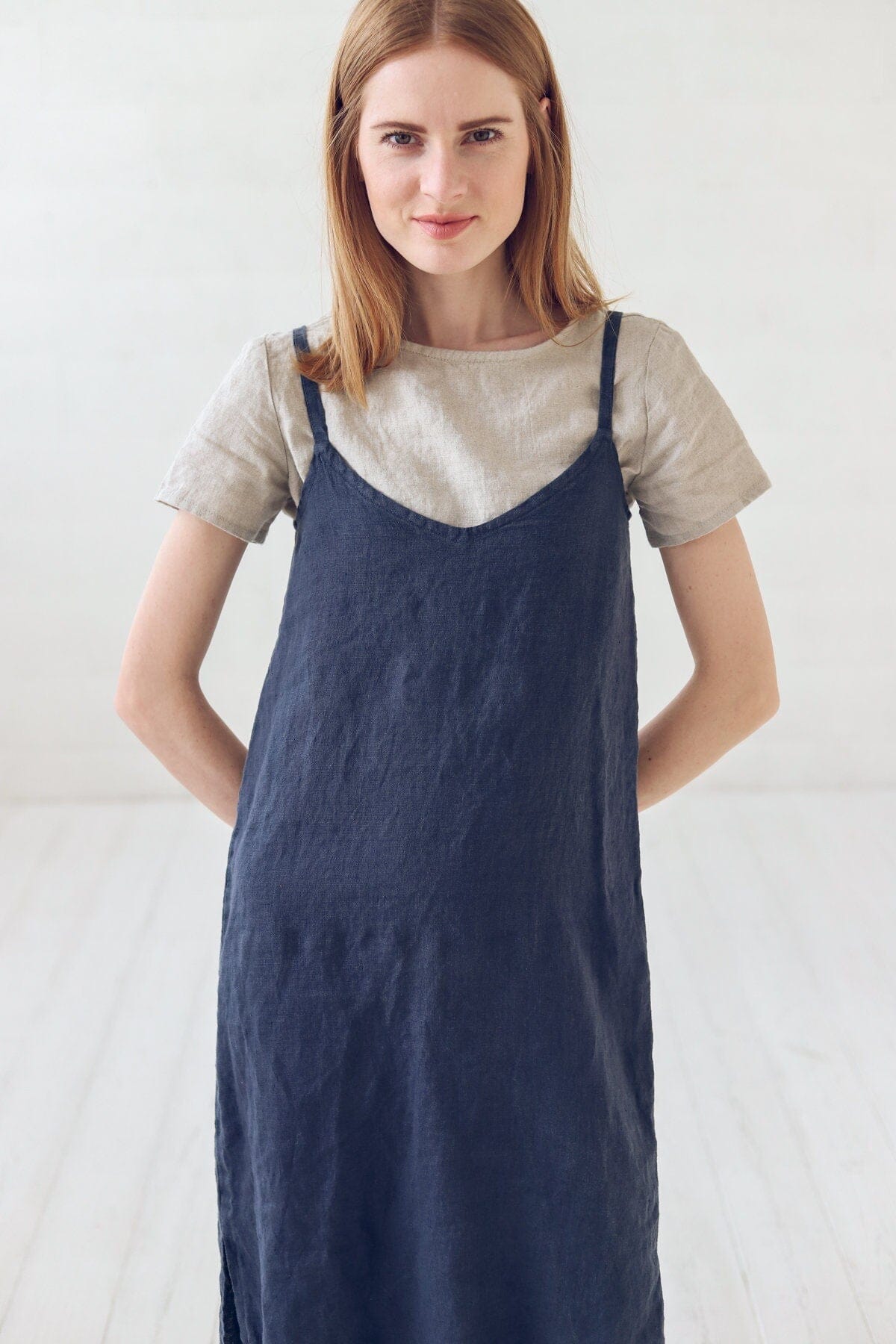 Soft Washed Midi Linen Dress Old Linen Mill 