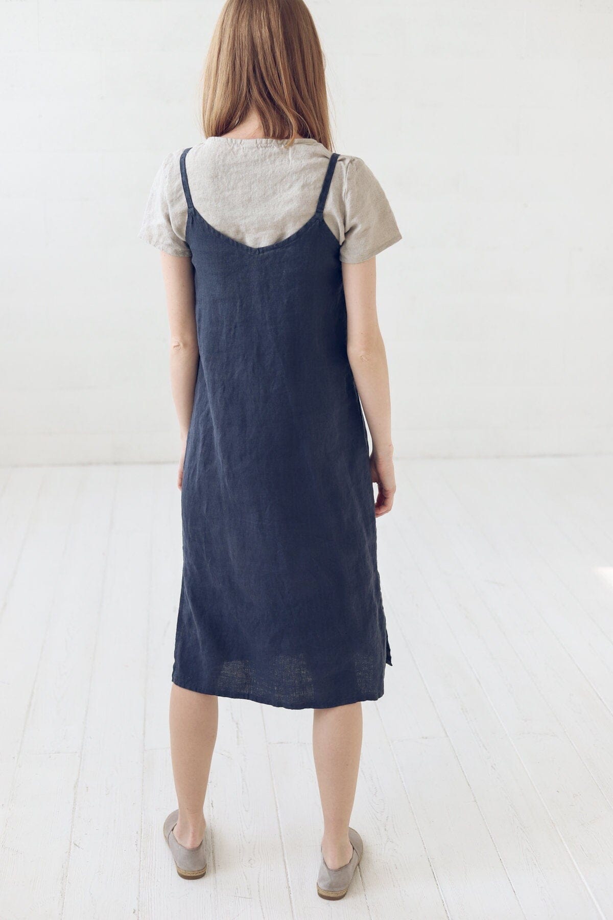 Soft Washed Midi Linen Dress Old Linen Mill 
