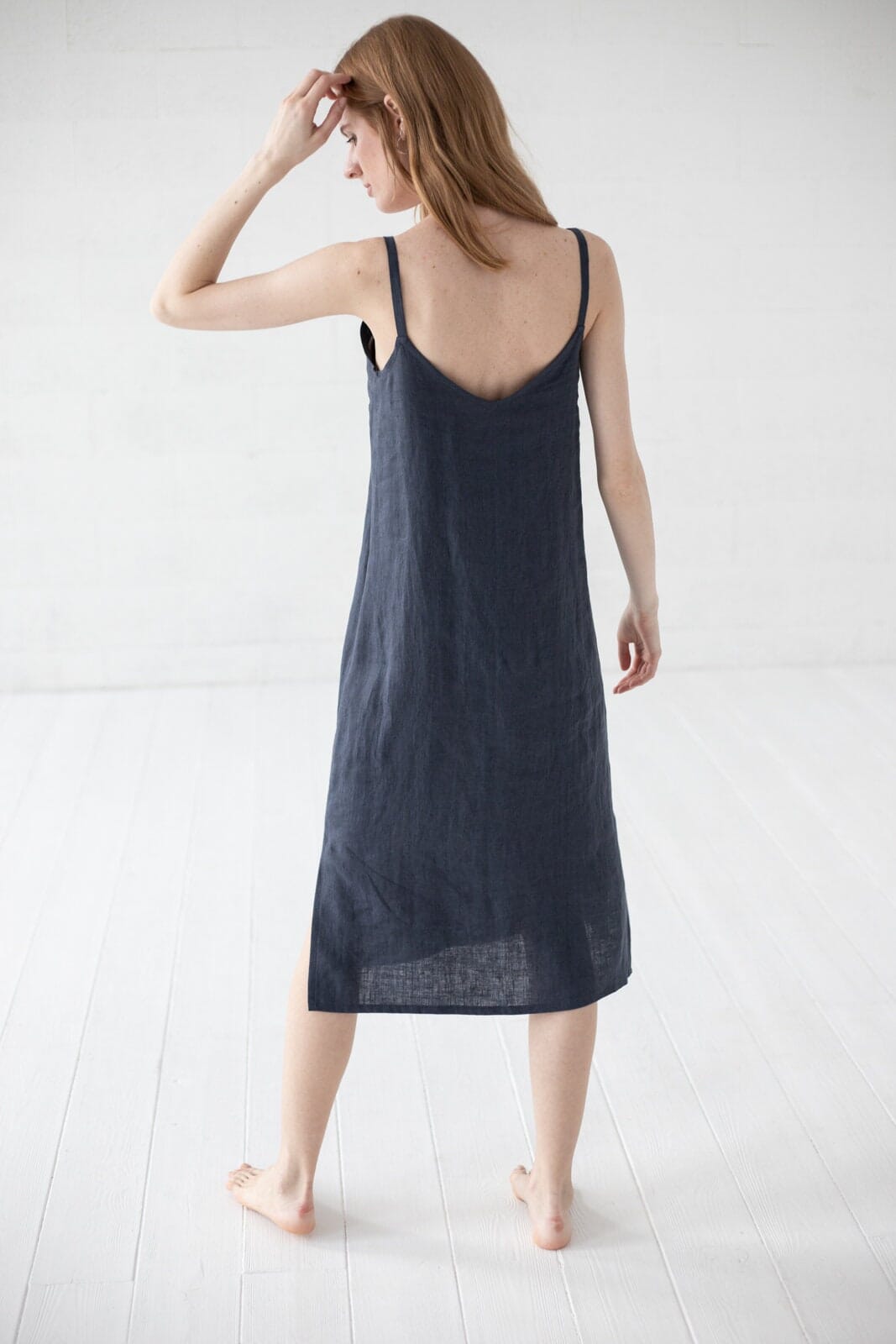 Soft Washed Midi Linen Dress Old Linen Mill 