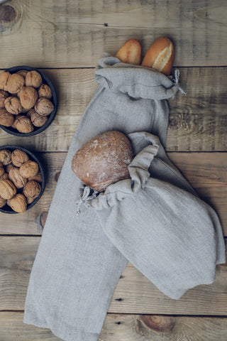 Sourdough Linen Bread Bag, Loaf Bag, Baguette Bag Old Linen Mill