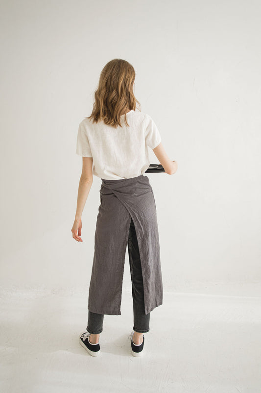 Split Leg Linen Apron AP6 Old Linen Mill