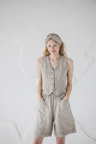 Stretchy Knotted Linen Headband HRS03 Old Linen Mill