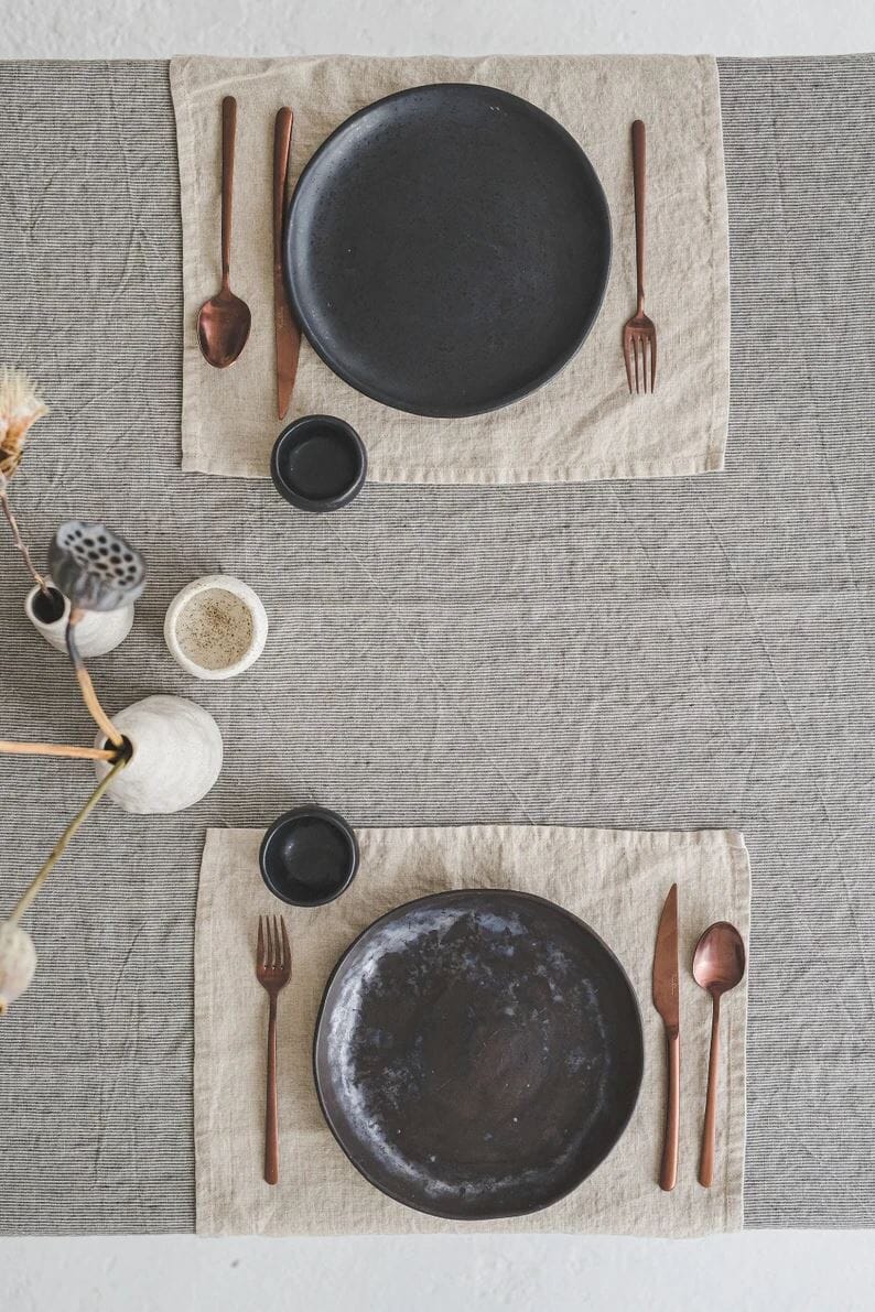 Striped Linen Table Decor Gift Old Linen Mill 