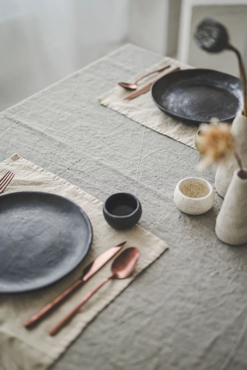 Striped Linen Table Decor Gift Old Linen Mill 