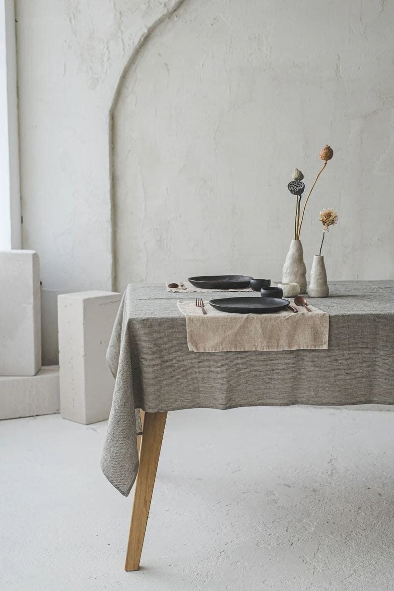 Striped Linen Table Decor Gift Old Linen Mill 