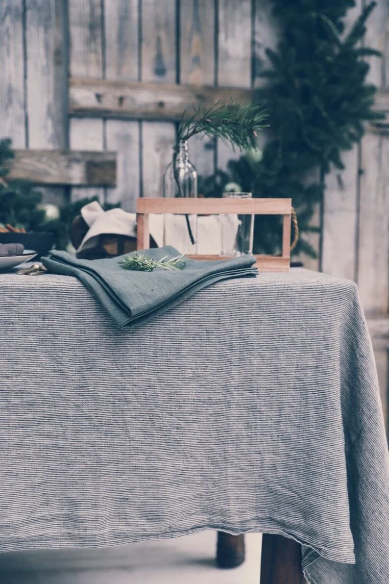 Striped Linen Table Decor Gift Old Linen Mill 