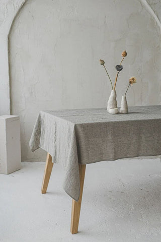 Striped Linen Table Decor Gift Old Linen Mill White 140 x 170 cm; 55.1" x 67" 
