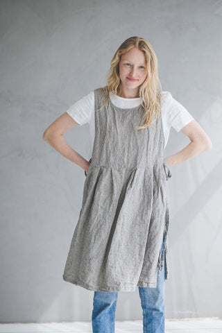 Striped Pinafore Apron Dress Old Linen Mill
