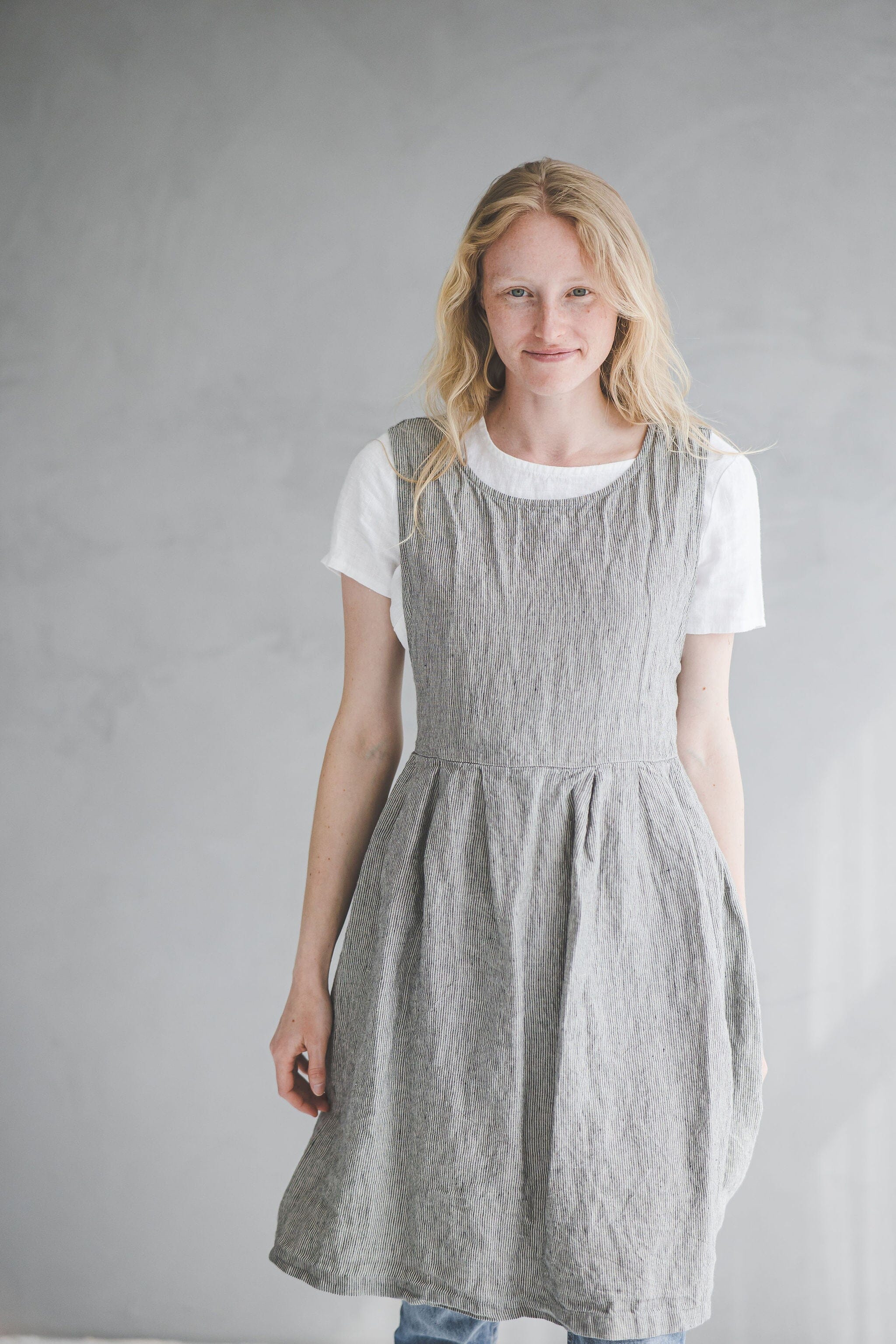 Striped Pinafore Apron Dress – Old Linen Mill Striped Pinafore Apron Dress – Old Linen Mill