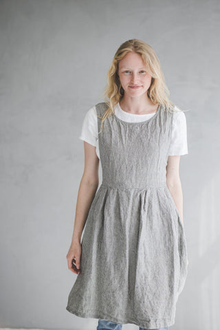 Striped Pinafore Apron Dress Old Linen Mill