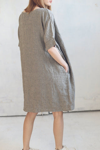 Striped Summer Linen Dress Old Linen Mill 