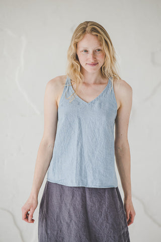 Stylish Summer Cross Back Linen Top T35 Old Linen Mill