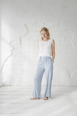 Summer Elastic Waist Linen Pants P08 Old Linen Mill 