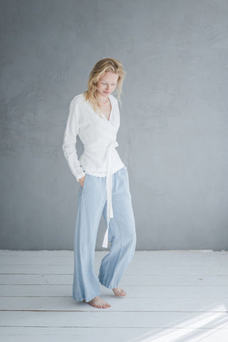 Summer Elastic Waist Linen Pants P08 Old Linen Mill 