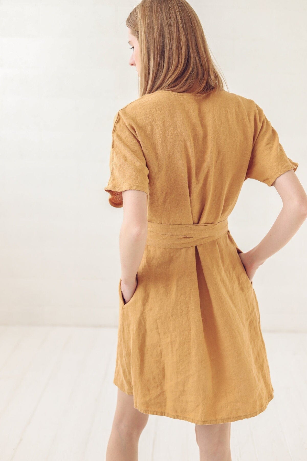 kimono linen dress Linen button front dress with kimono sleeves Harper