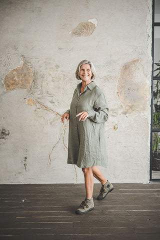 Summer Linen Loose Shirt with Side Pockets Old Linen Mill 