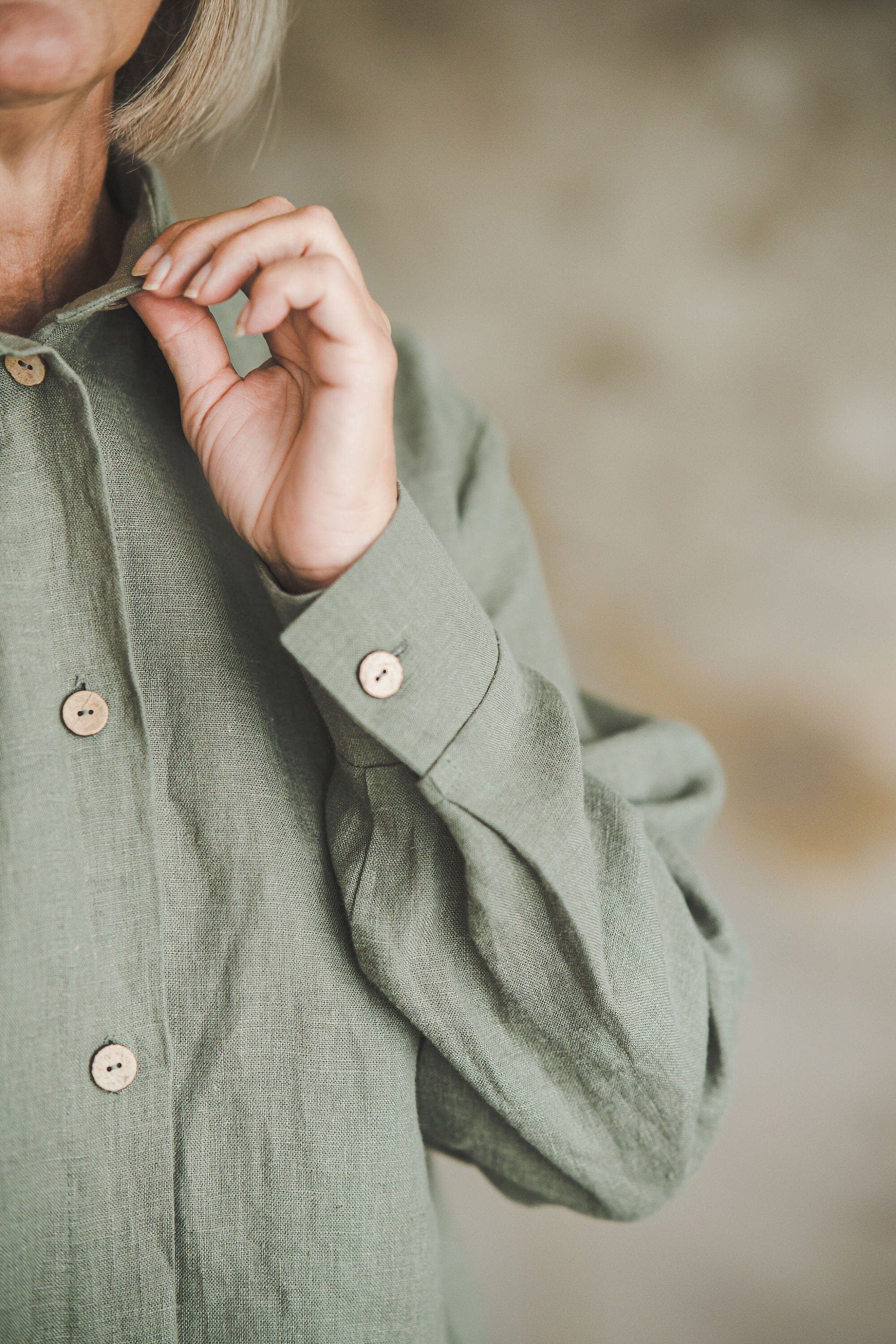 Summer Linen Loose Shirt with Side Pockets Old Linen Mill 