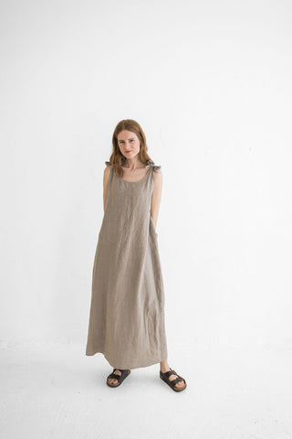 Summer Maxi Linen Strap Dress Old Linen Mill 