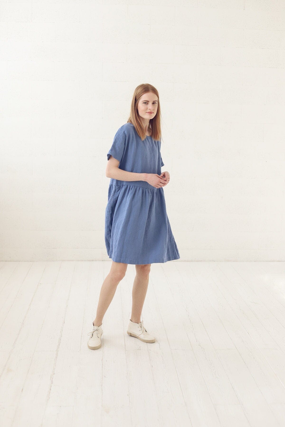 Summer Midi Linen Loose Dress Old Linen Mill 