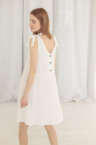 Summer Midi Linen Strap Dress Old Linen Mill 