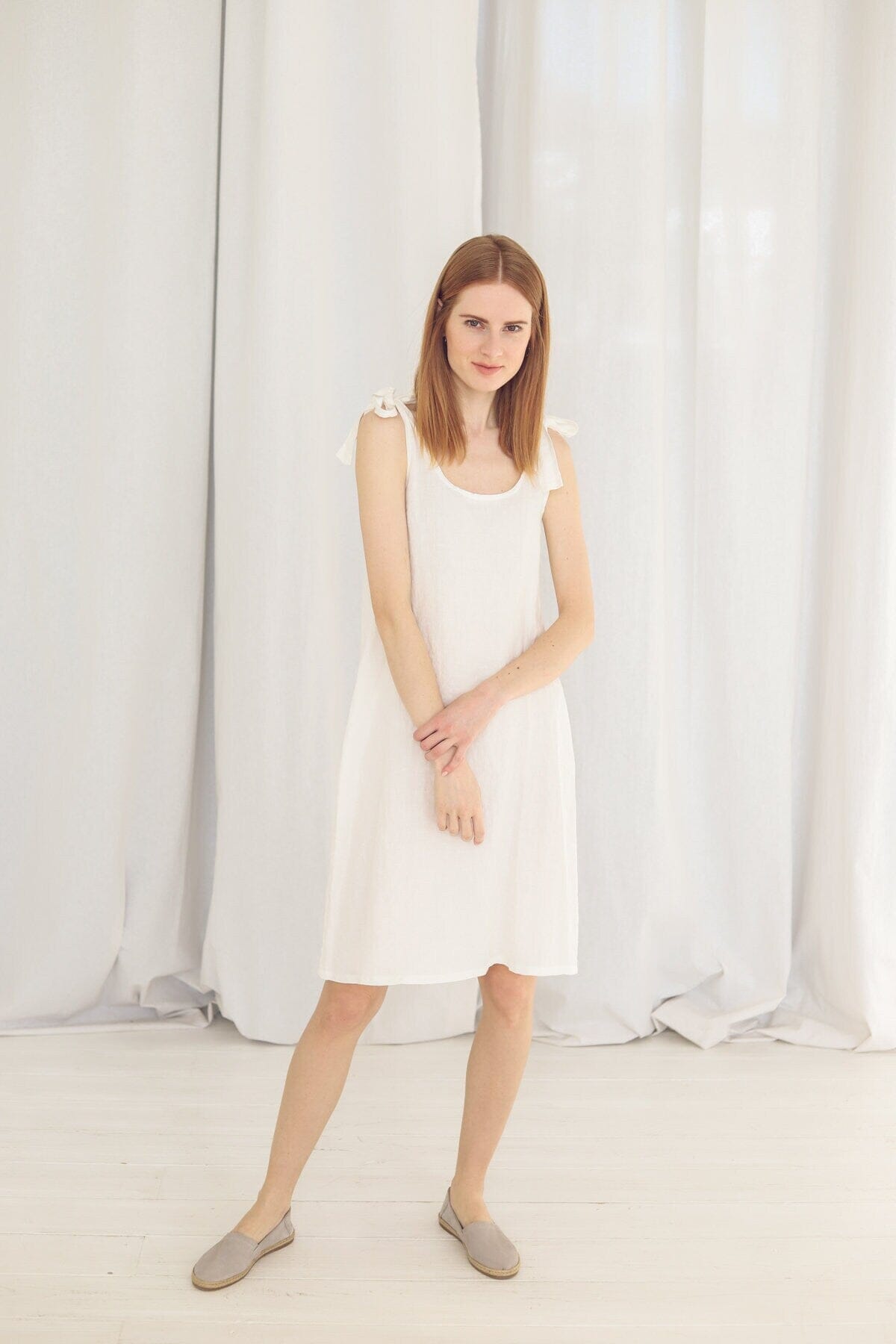 Summer Midi Linen Strap Dress Old Linen Mill 