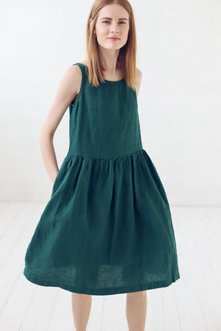 Swing Linen Dress with Pockets Old Linen Mill 