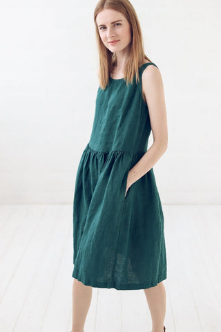 Swing Linen Dress with Pockets Old Linen Mill 