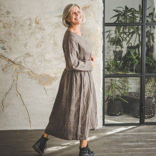 Swing Midi Linen Dress Old Linen Mill 