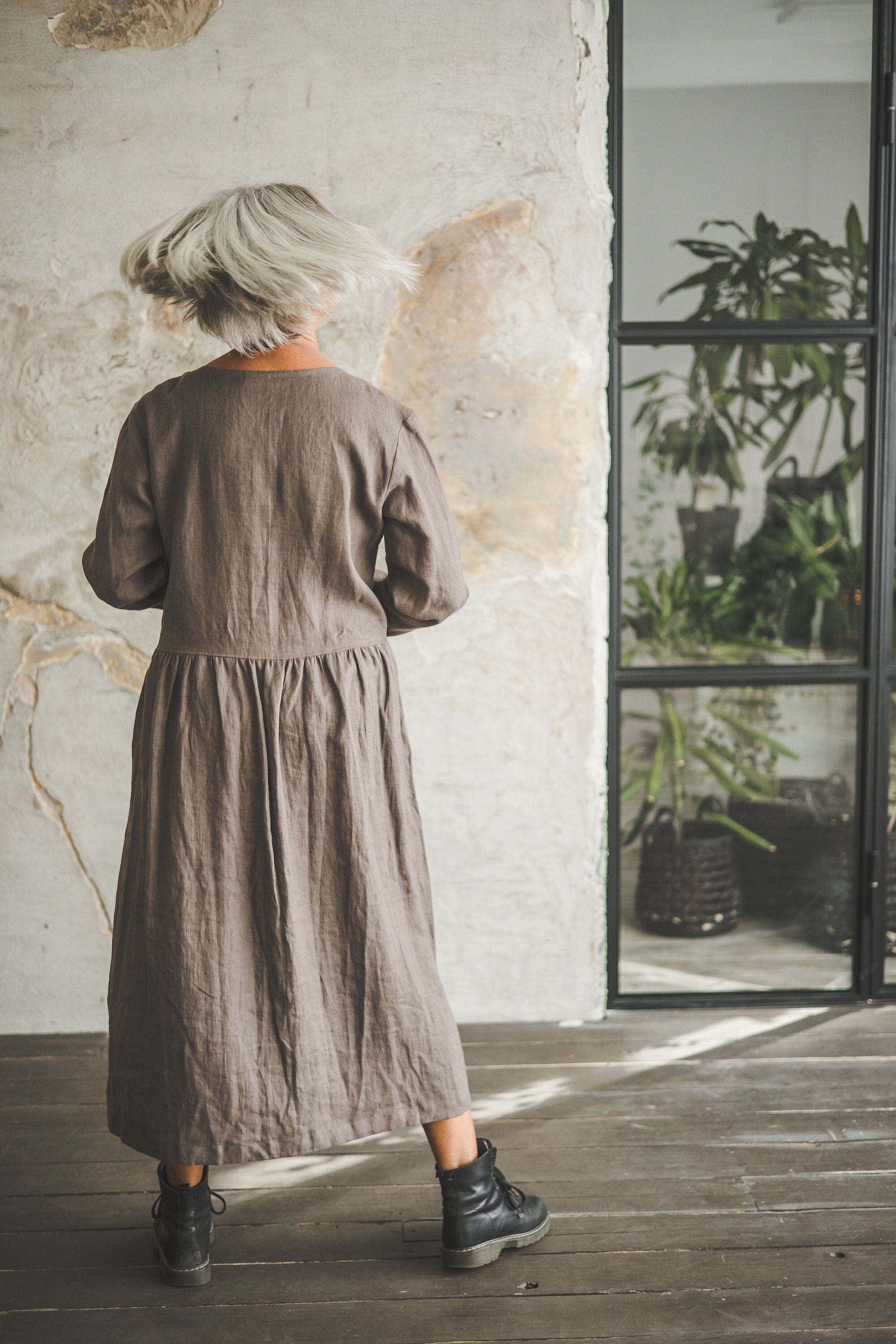 Swing Midi Linen Dress Old Linen Mill 