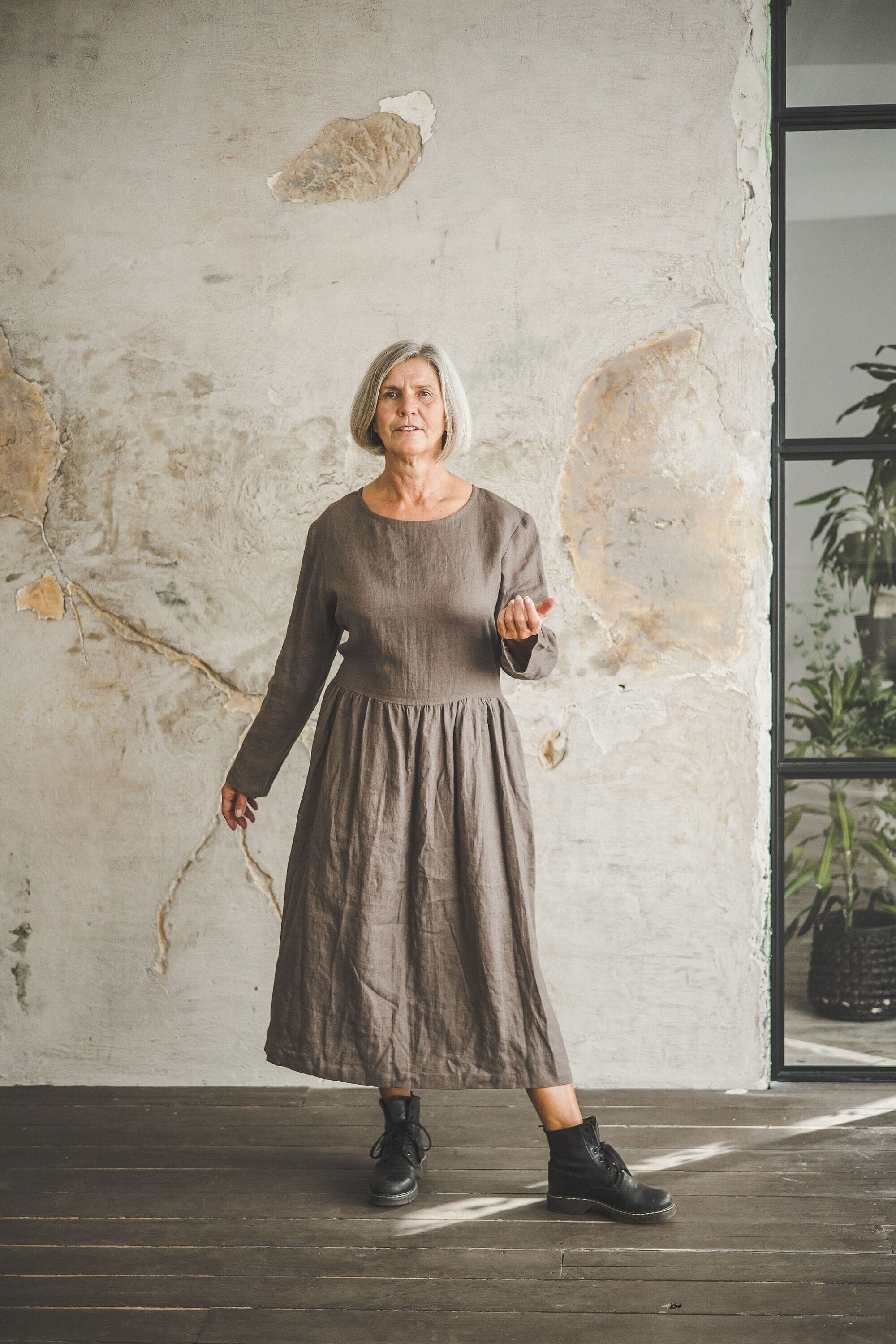 Swing Midi Linen Dress Old Linen Mill 