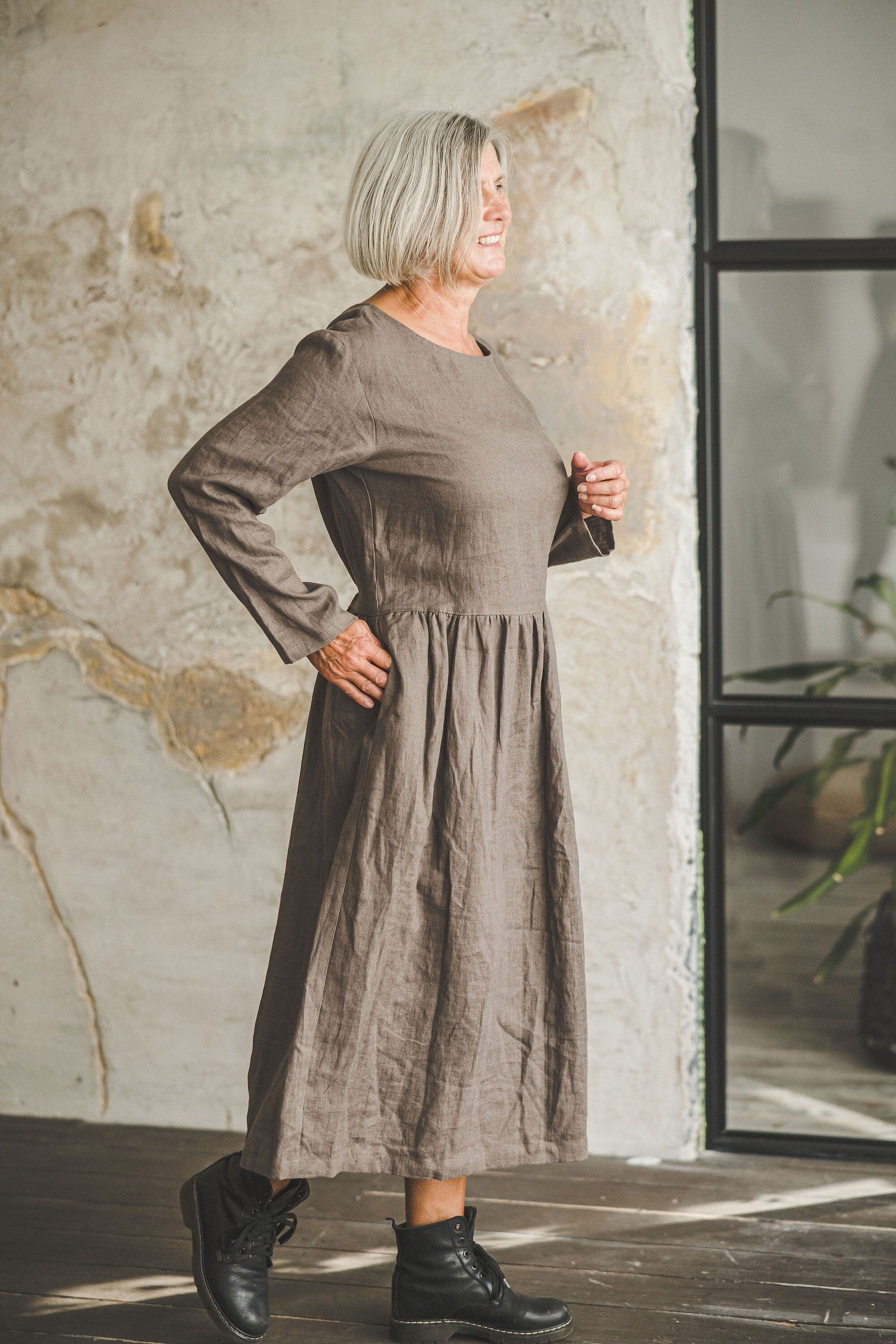 Swing Midi Linen Dress Old Linen Mill 