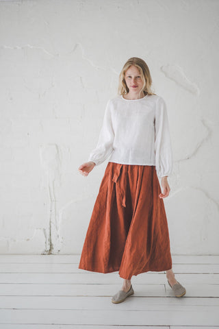 Victorian Maxi Linen Skirt with Tie Belt SK10 Old Linen Mill